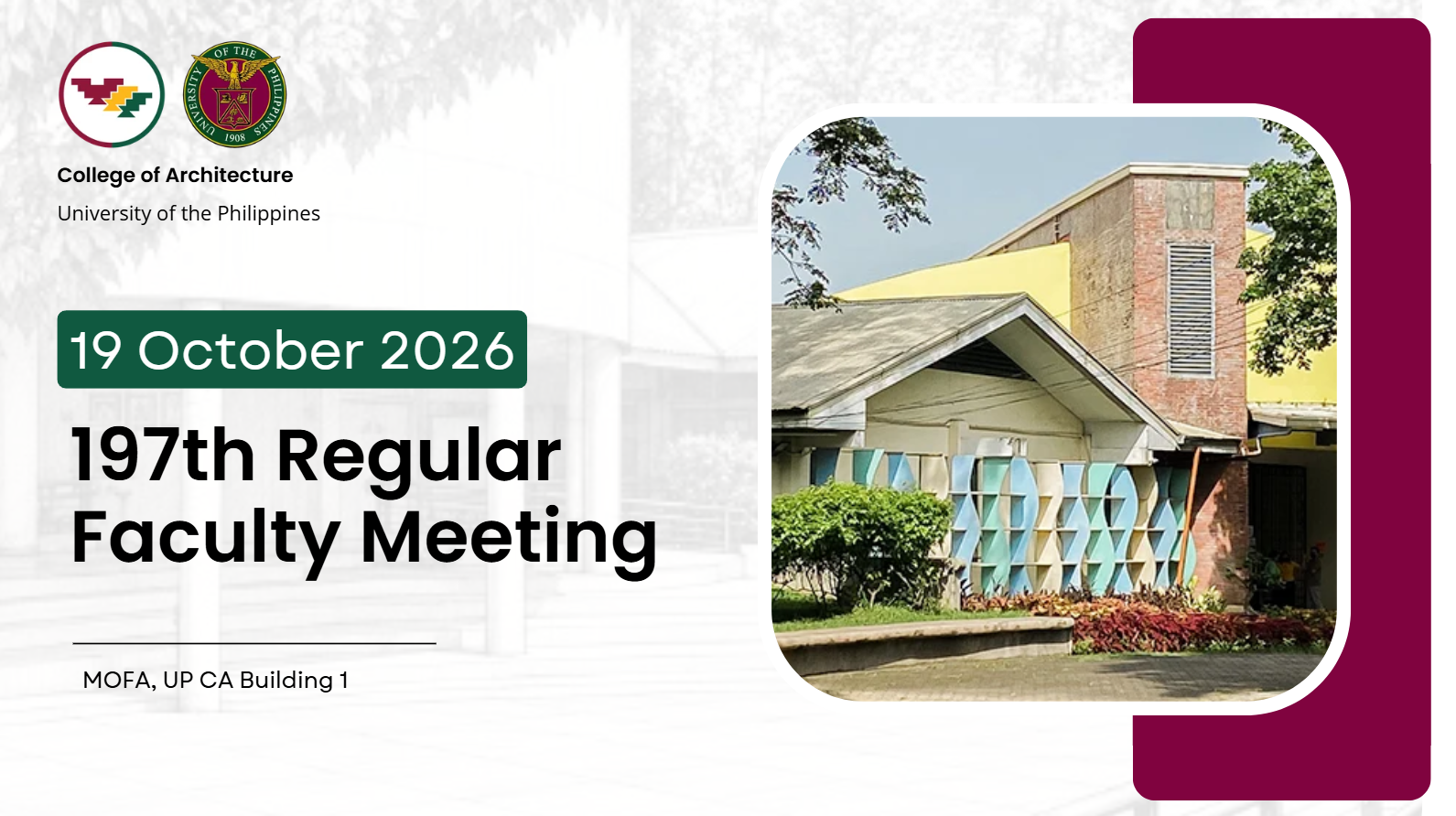 📢 (REMINDER) CA Regular Faculty, Admin, and REPS Meeting